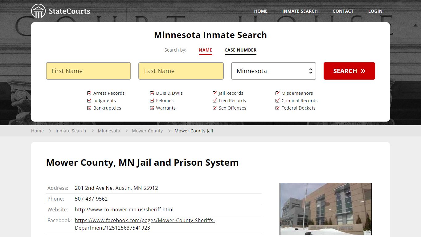 Mower County Jail Inmate Records Search, Minnesota - StateCourts
