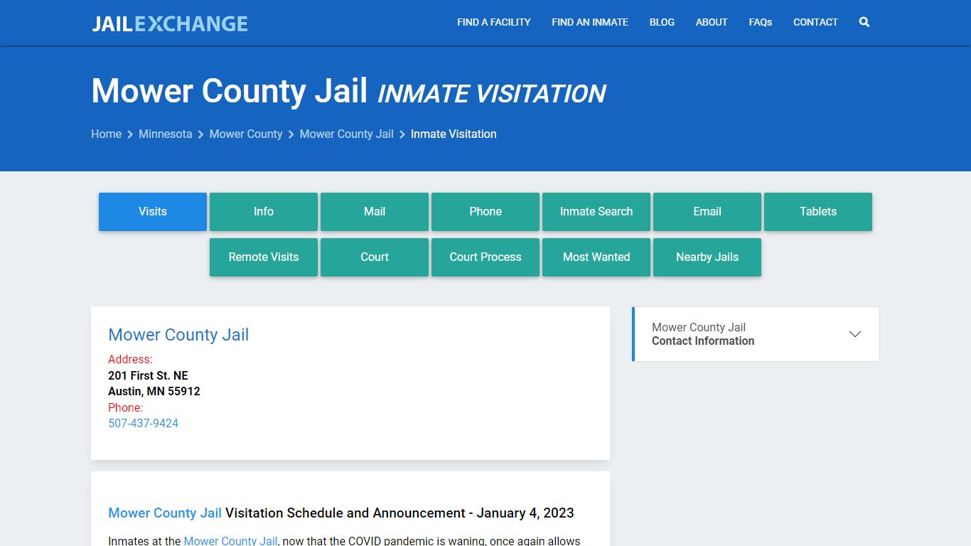 Inmate Visitation - Mower County Jail, MN - Jail Exchange