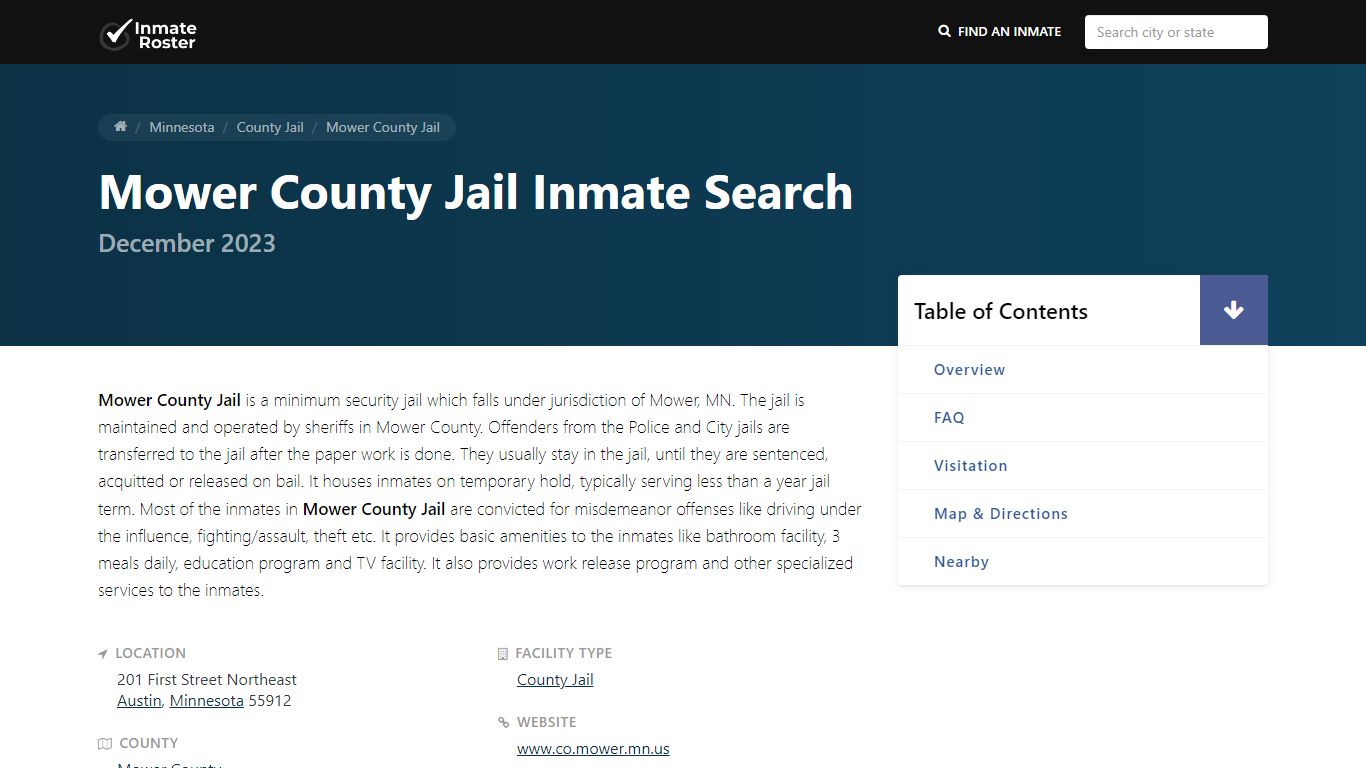 Inmate Search | Mower County Jail - Austin, MN - InmateRoster